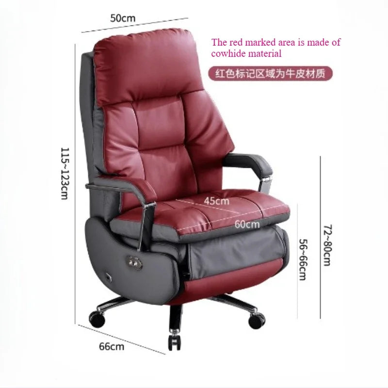 Nordic Leather Boss Chair Electric Business Office Ventilated Massage Chair Sedentary Computer Sillas De Oficina OfficeFurniture