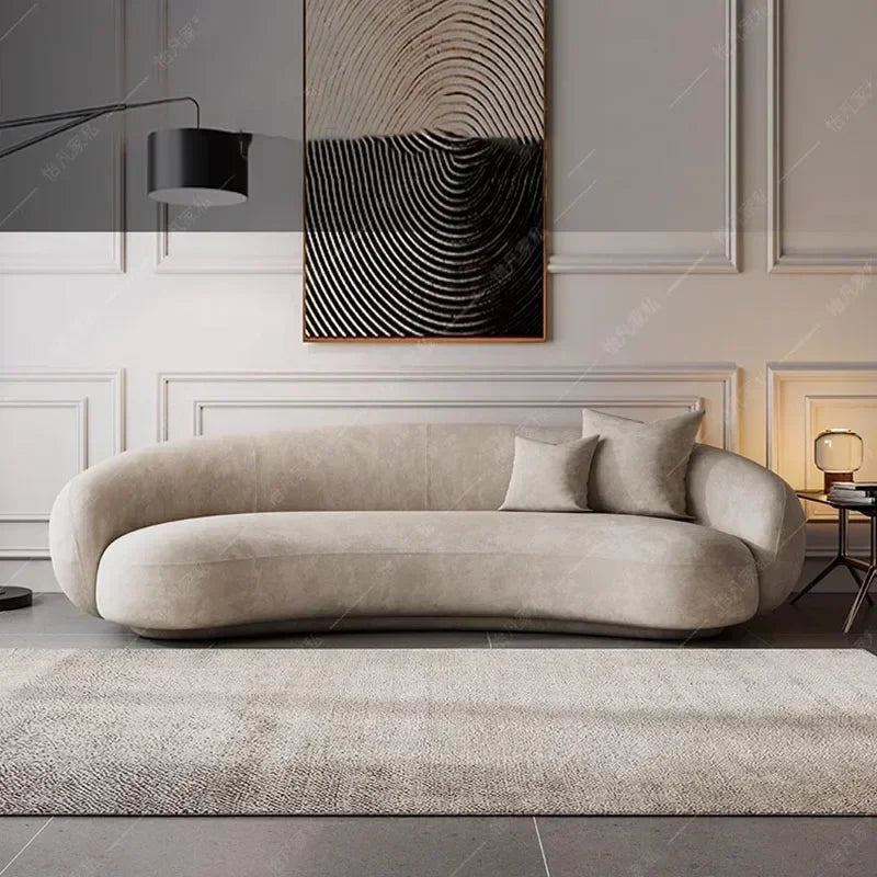 Nordic Sectional Sofa Elastic Luxury Upholstery Minimalist Silhouette — Ivory | KIMLUD
