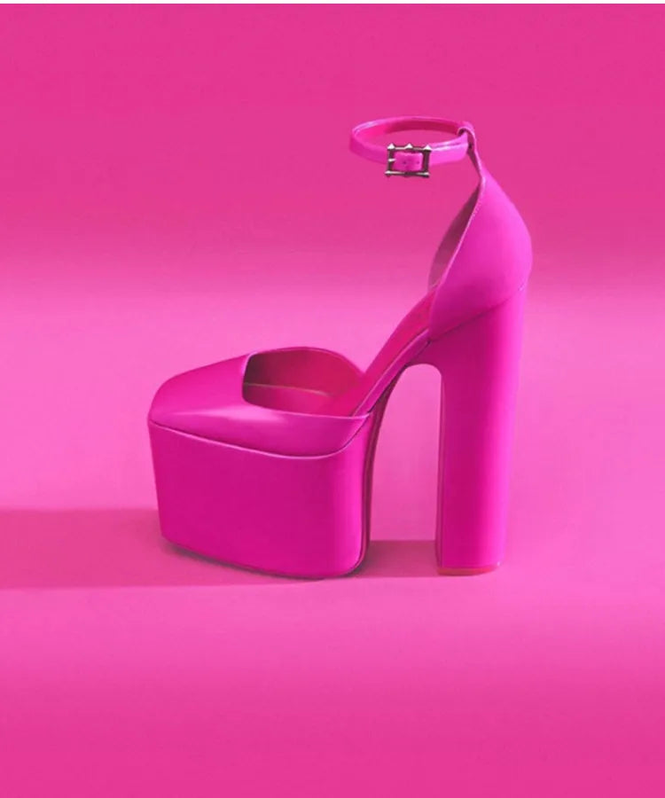 New Brand Women&#39;s Shoes Super High Heel Party Fashion Thick Sole Leather Shoes Bridal Shoes Wedding Party Shoes Women Summer