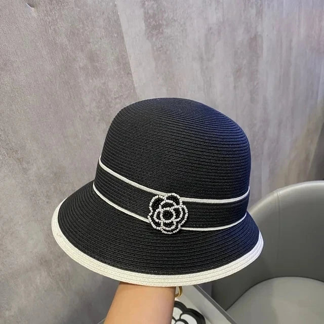 Ribbon Boater Straw Hat Sun Protection — Natural | KIMLUD