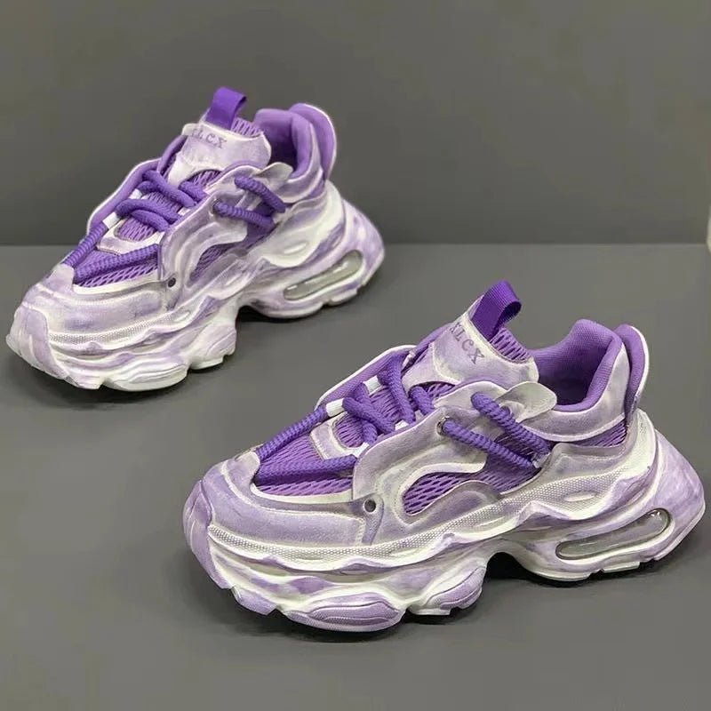 High Platform Sneakers Breathable Cushioned — Red | KIMLUD