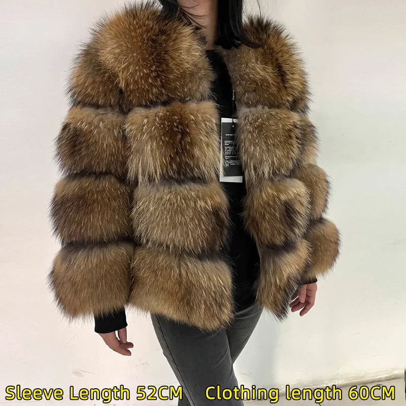 KIMLUD, 2024 maomaokong Super Hot Winter Women Luxury Thick Real Raccoon Fur Coat Natural Fox Fur Jacket Plus Size Jackets Female Vest, KIMLUD Womens Clothes