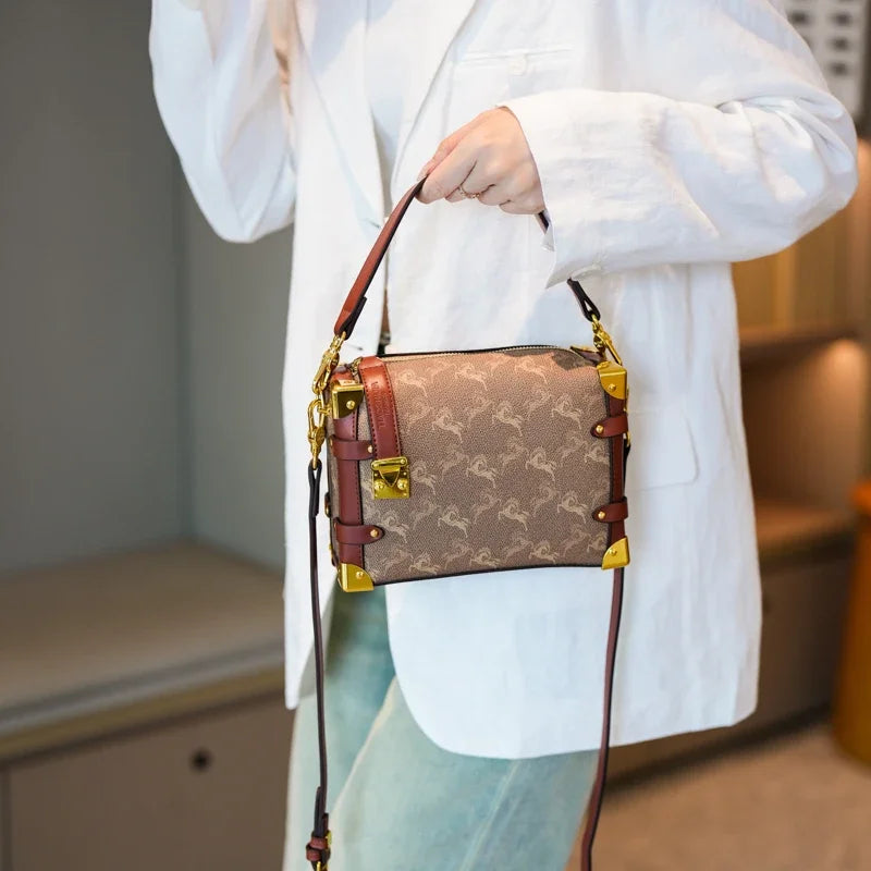 Diaper Bag Trendy Textured Leather Satchel Elegant Crossbody Bag For Women Stylish Vintage Designer Tote
