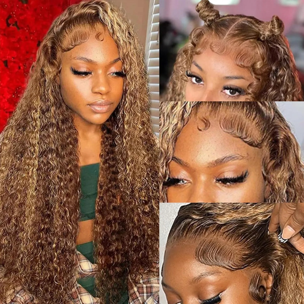 Lace Front Wig – 30 Inch – Deep Wave – Honey Brown Ombre | KIMLUD