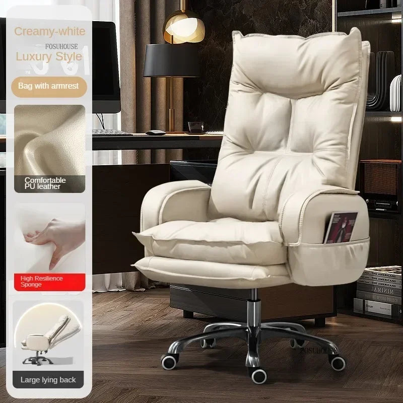 Modern Designer Armchairs Home Lazy Rolling Leather Office Chair Computer Swivel Gaming Accent Chairs Office Furniture k g