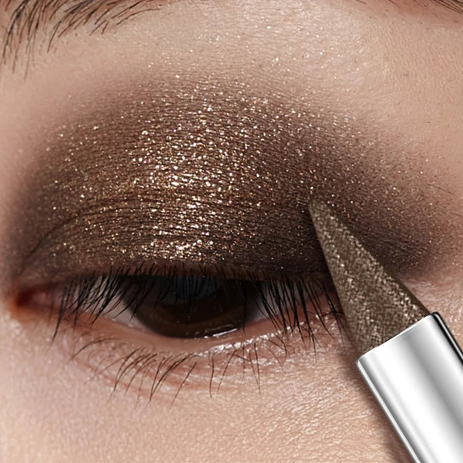 1pc Waterproof Brown Eyeshadow Sticks Long Lasting High Pigmented Shimmer Glitter Natural Eye Shadow Pencil Crayon Makeup Gifts