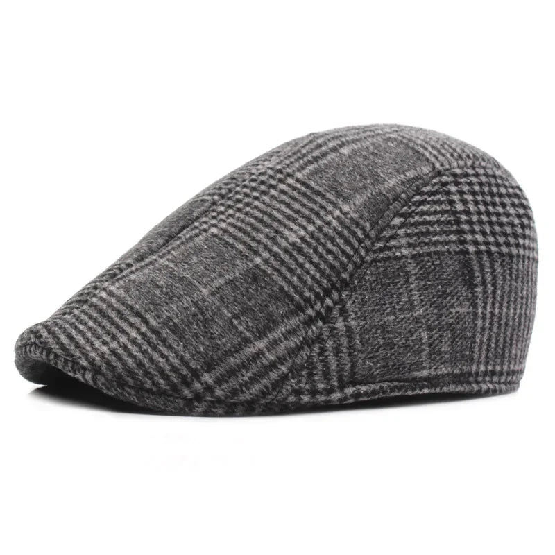 Men's Cotton Plaid Berets Caps for Men Women Middle-Aged Autumn Winter Hats Boina Herringbone Newsboy Baker Tweed Boy Hat