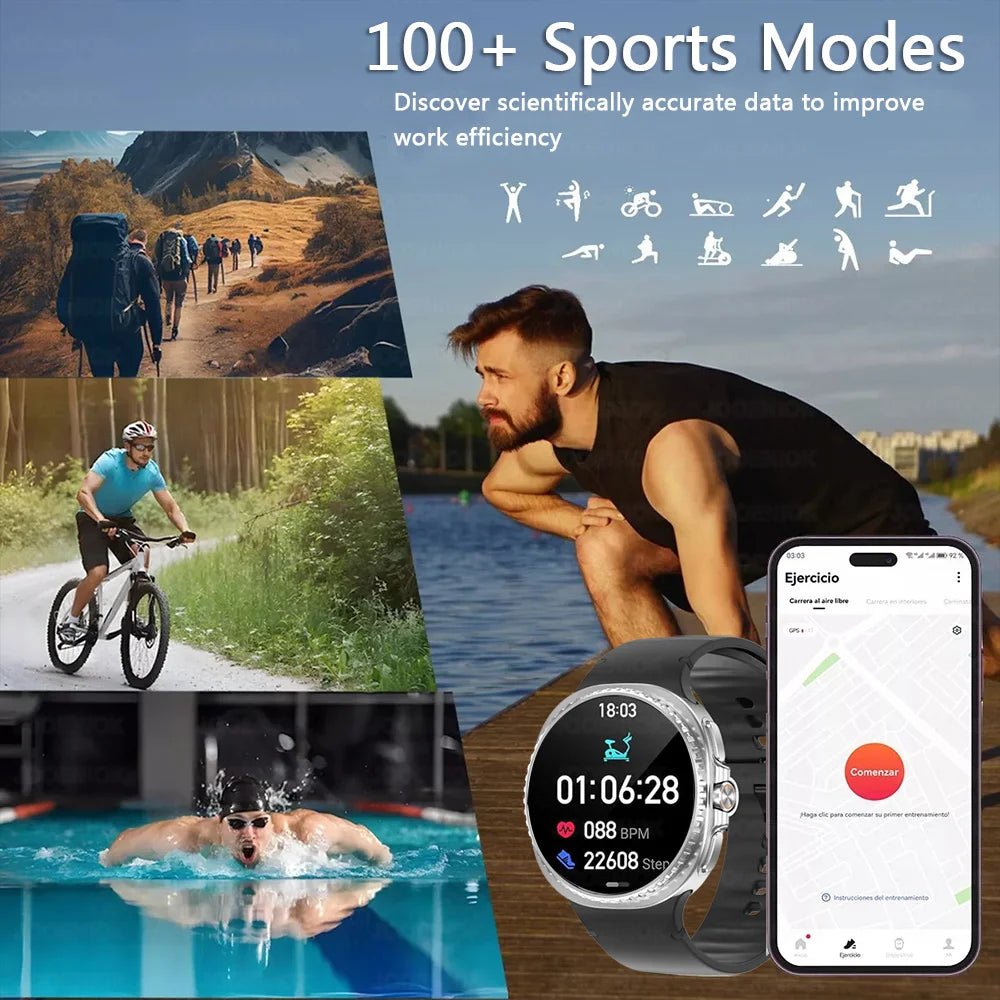 2025 New Watch 8 Ultra Smart Watch Men Sports Bluetooth Call GPS Track Heart Rate AMOLED Screen 3ATM Waterproof Music SmartWatch