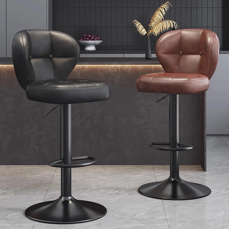 Leather Luxury Designer Bar Stools Minimalist Nordic Counter Gaming Bar Chairs With Back Comfortable Cadeira Trendy Furniture
