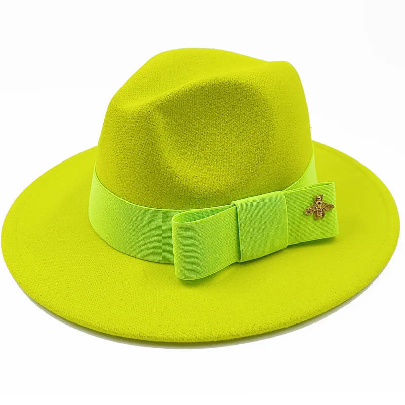 Low price wholesale Fedora hats Winter jazz monochrome bow elastic band men and women red jazz hats Fedora hats sombrero hombre - KIMLUD