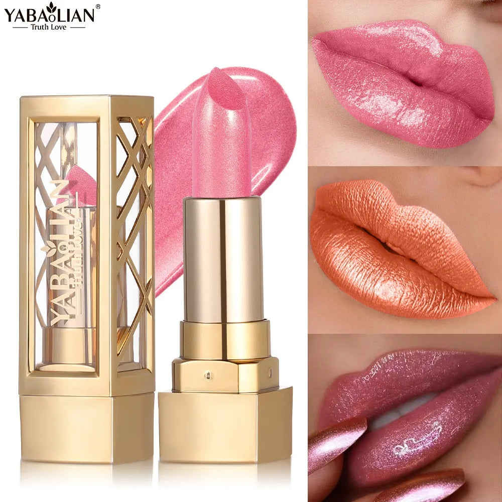 12 Color Gold Tube Lipstick Matte Pearlescent Glitter Velvet Lipsticks Shiny Red Brown Waterproof Lasting Solid Lip Gloss Makeup