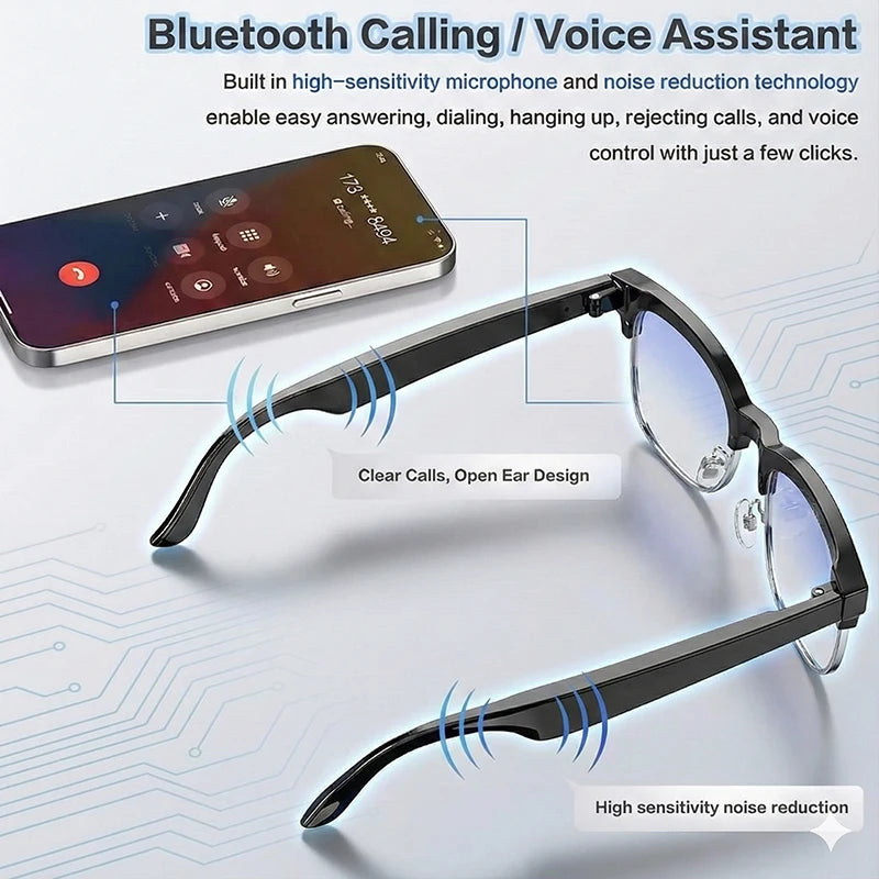 Cat Eye Smart Glasses 4K Dual Cameras AI Translator — Black | KIMLUD