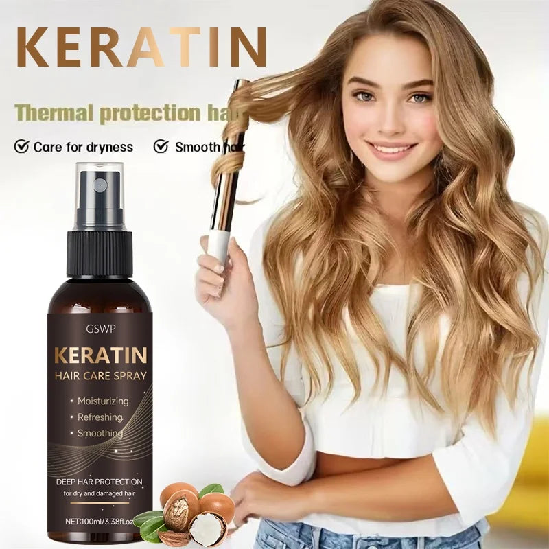 Keratin Hair Spray Castor Argan Oils Instantly Absorbed — Deep Brown | KIMLUD