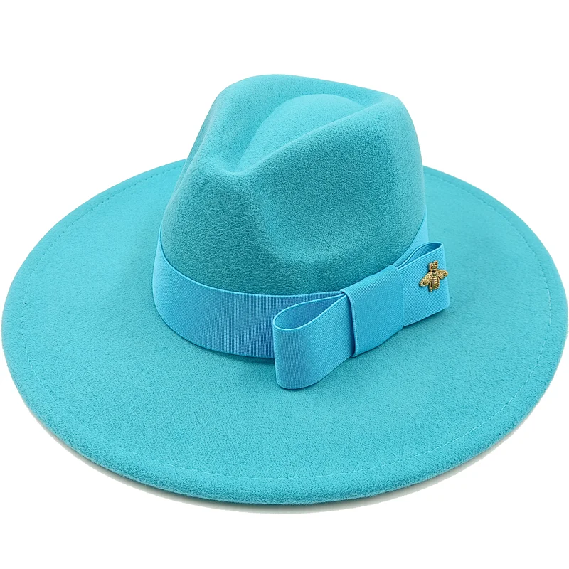 Low price wholesale Fedora hats Winter jazz monochrome bow elastic band men and women red jazz hats Fedora hats sombrero hombre - KIMLUD