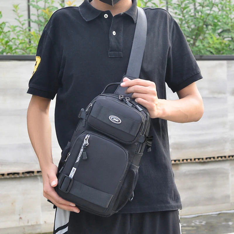 KIMLUD, Riding backpack for men, men's chest bag, casual men's single shoulder bag, lightweight and large-capacity crossbody bag, KIMLUD Womens Clothes