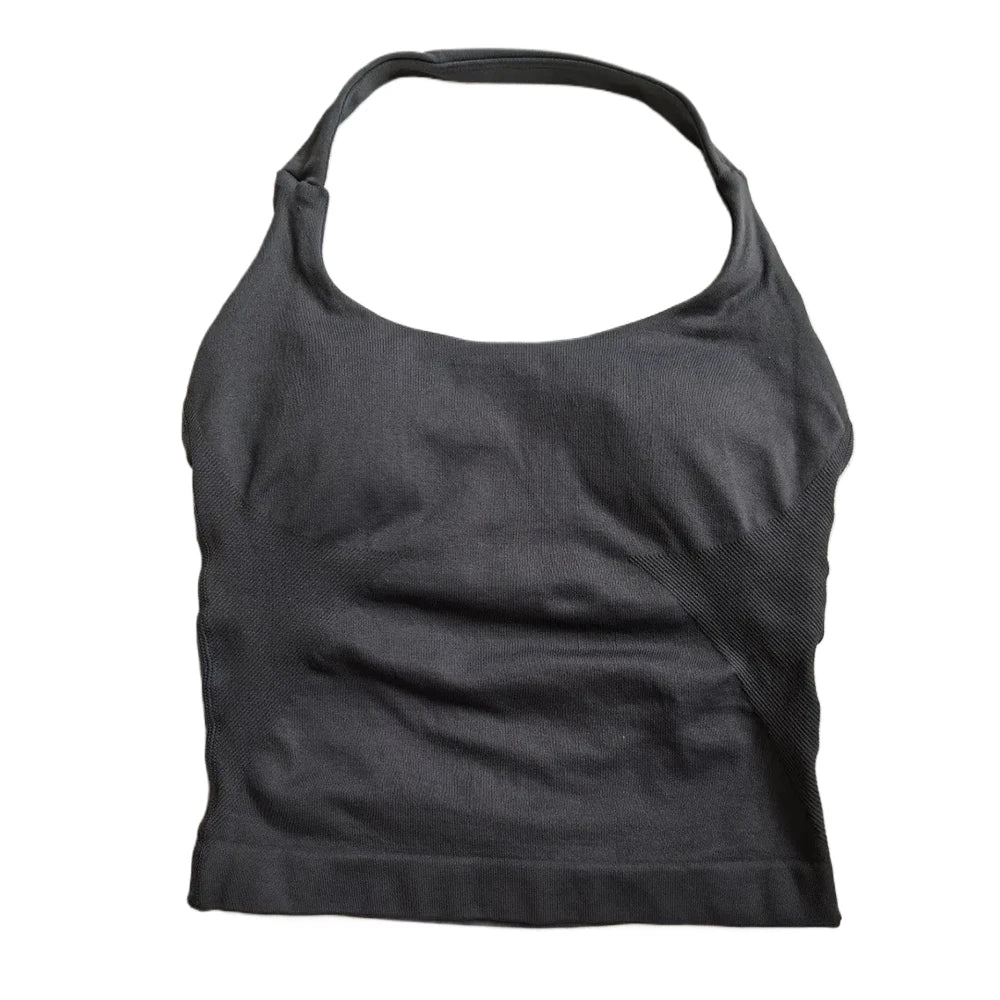 Padded Sports Bra – Backless Strappy – Halter | KIMLUD