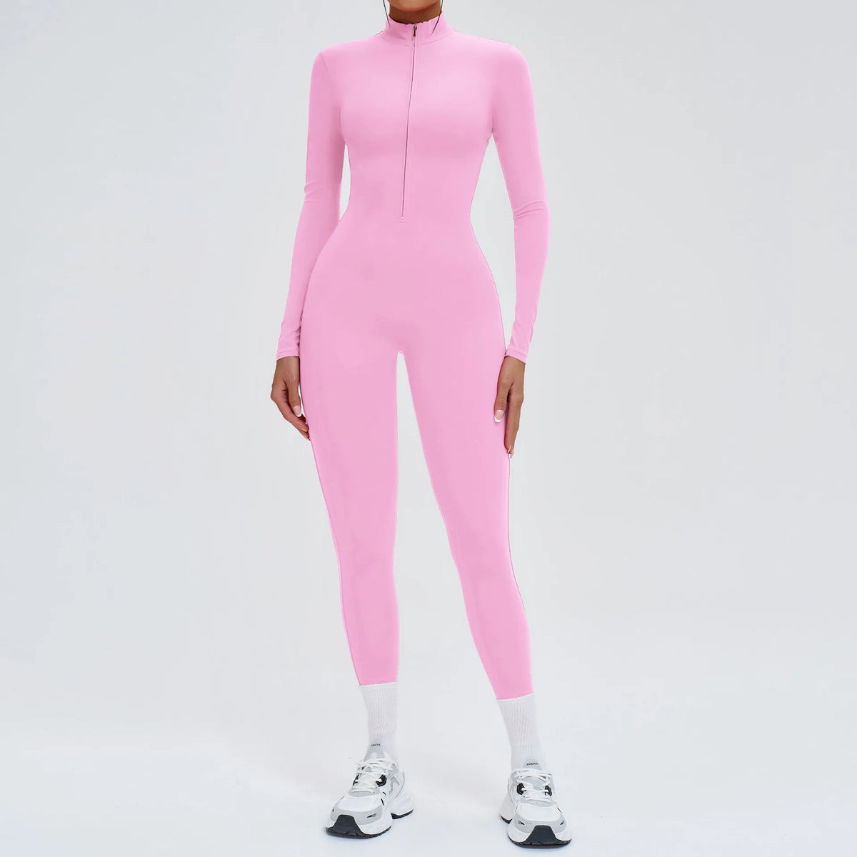 Yoga Jumpsuit – Seamless Zipper – Polyester Long Sleeve | KIMLUD