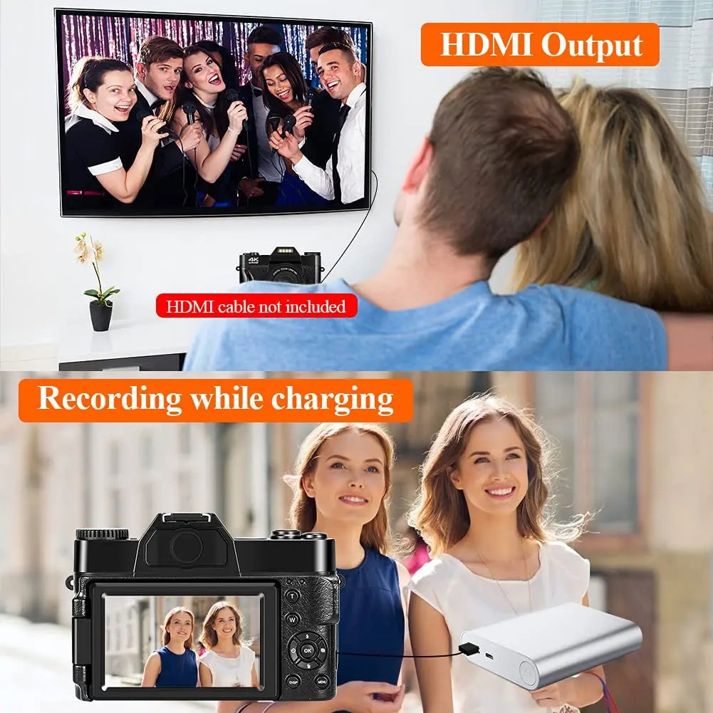 4K Digital Camera for Photography 48MP WiFi Auto Focus Livestream Video Camera 16X Digital Zoom YouTube Vlog Camera Flip Screen