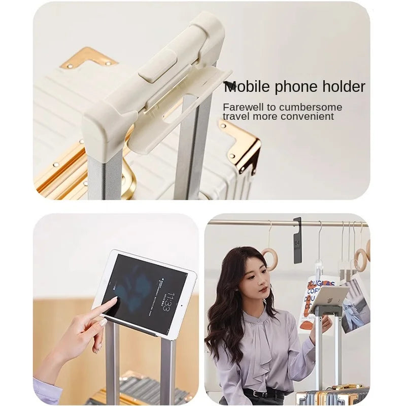 Aluminum Frame Lightweight Travel Suitcase — White | KIMLUD