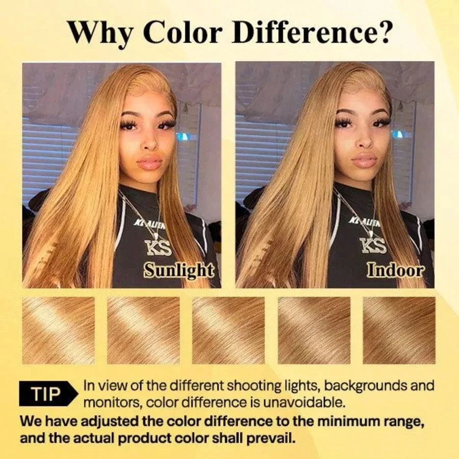 HD Lace Front Wig - Straight - Swiss Lace - 27 Honey Blonde | KIMLUD