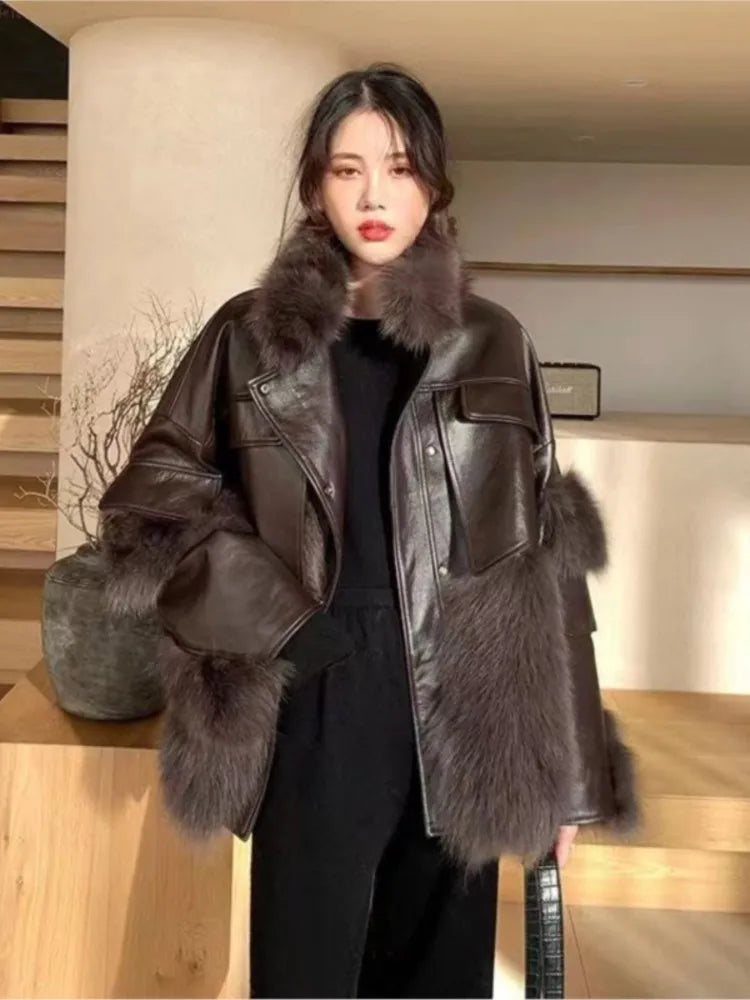 Fashion Warm Coat Fur Coat women's 2022 Winter New Korean Fashion Imitation Fox Fur Padded Coat