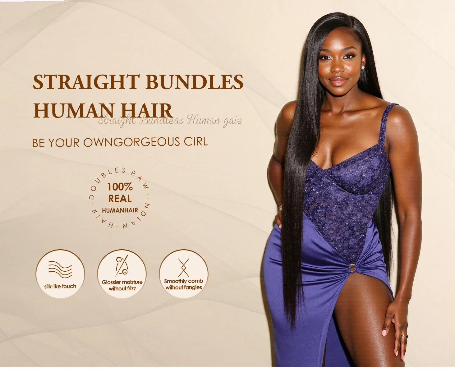 Human Hair Bone Straight Bundles Weft — Black | KIMLUD