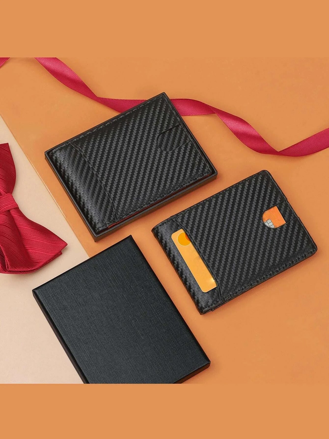 New Microfiber Simple Carbon Fiber Wallet Men's Credit Card Holder Wallet