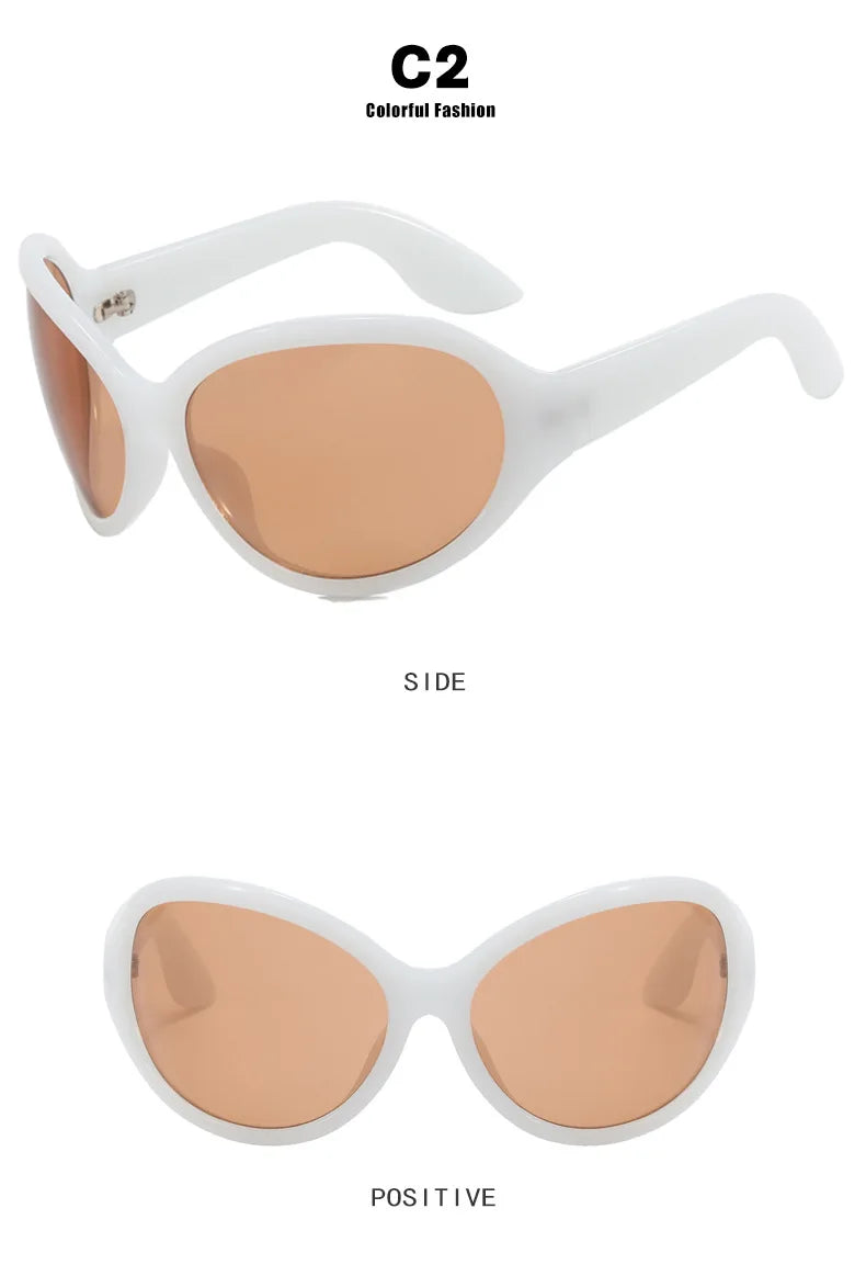 Oversized Oval Frame Sunglasses UV400 Lenses — Black | KIMLUD