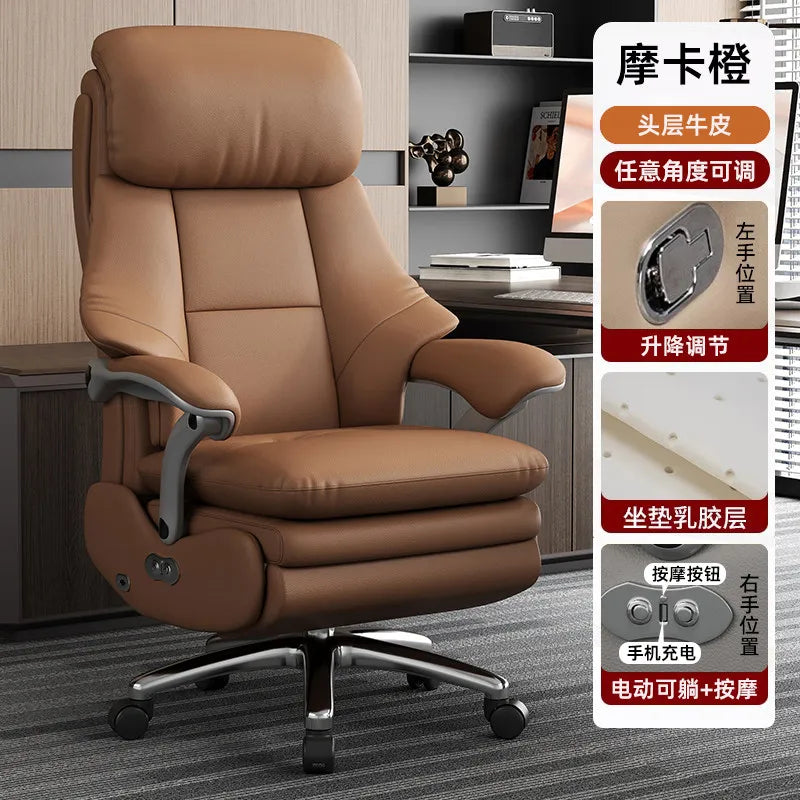 Leather Recliner Solid Office Chairs — Ivory | KIMLUD