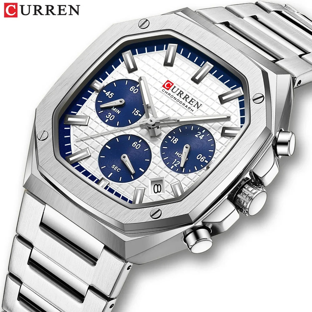 CURREN Men Watch Top Brand Luxury Sports Quartz Mens Watches Full Steel Waterproof Chronograph Wristwatch Men Relogio Masculino
