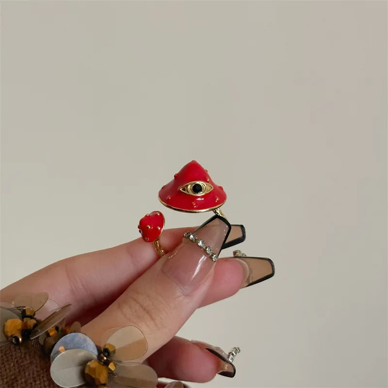 Colorful Enamel Oil Drip Doll Cute Russian Nesting Doll Green Frog Sweet Cool Stacking Ring for Women Girl Creative Jewelry