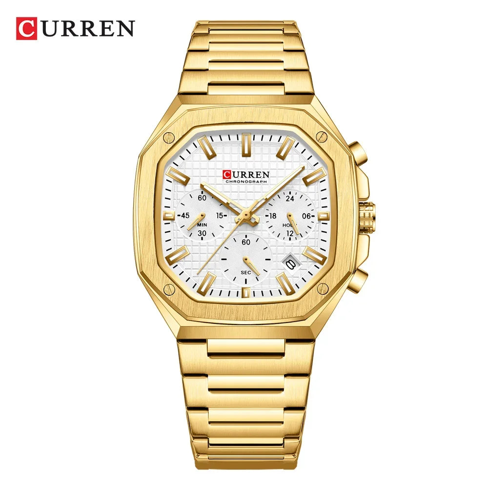 CURREN Men Watch Top Brand Luxury Sports Quartz Mens Watches Full Steel Waterproof Chronograph Wristwatch Men Relogio Masculino