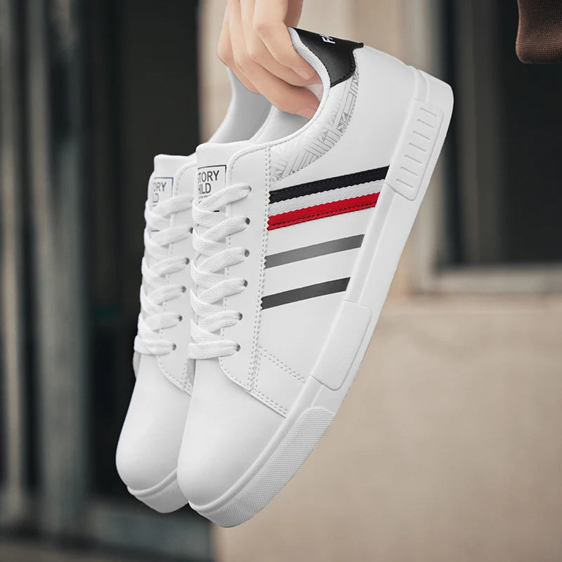Platform Sneakers Vulcanized Lace-Up Running Design With Personalization — White | KIMLUD