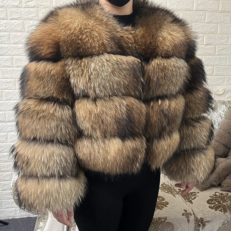 KIMLUD, 2024 maomaokong Super Hot Winter Women Luxury Thick Real Raccoon Fur Coat Natural Fox Fur Jacket Plus Size Jackets Female Vest, KIMLUD Womens Clothes