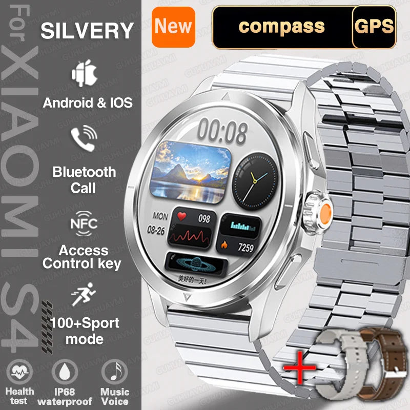 New S4 Ultra Outdoor Sports Men Watches HD AMOLED Display GPS Track Altimeter Heart Rate Bluetooth Call Waterproof Smart Watch