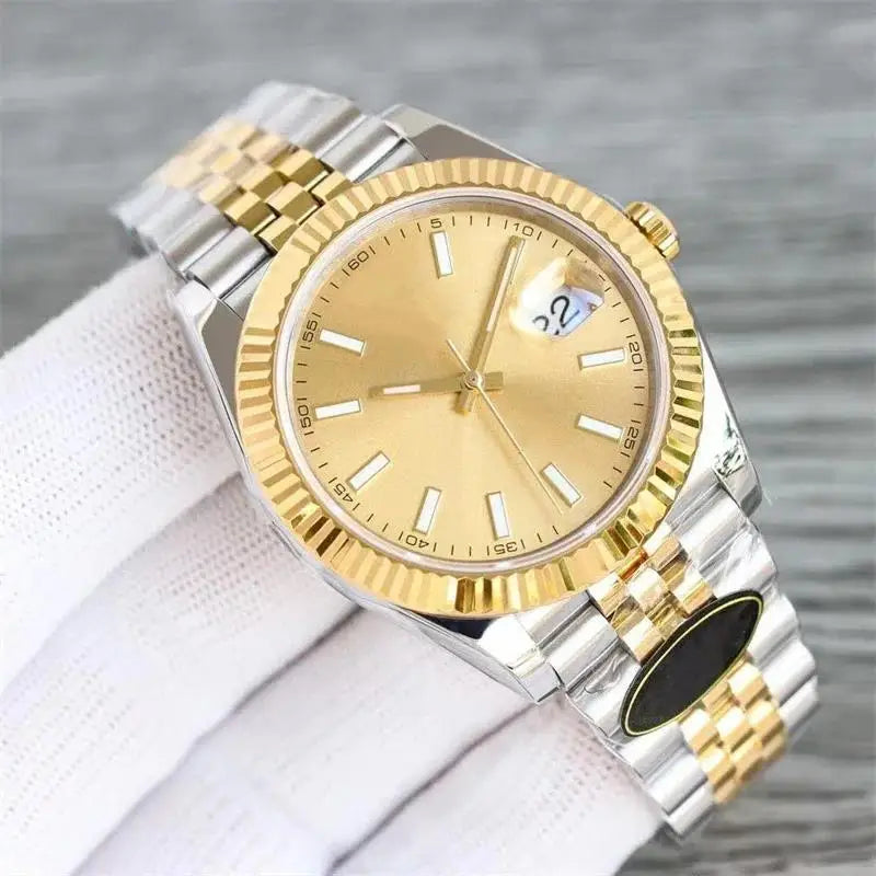 Automatic Watch for Men Mechanical Watches Stainless Steel Carved Calendar Gold Black White Waterproof Luxury Classic Business