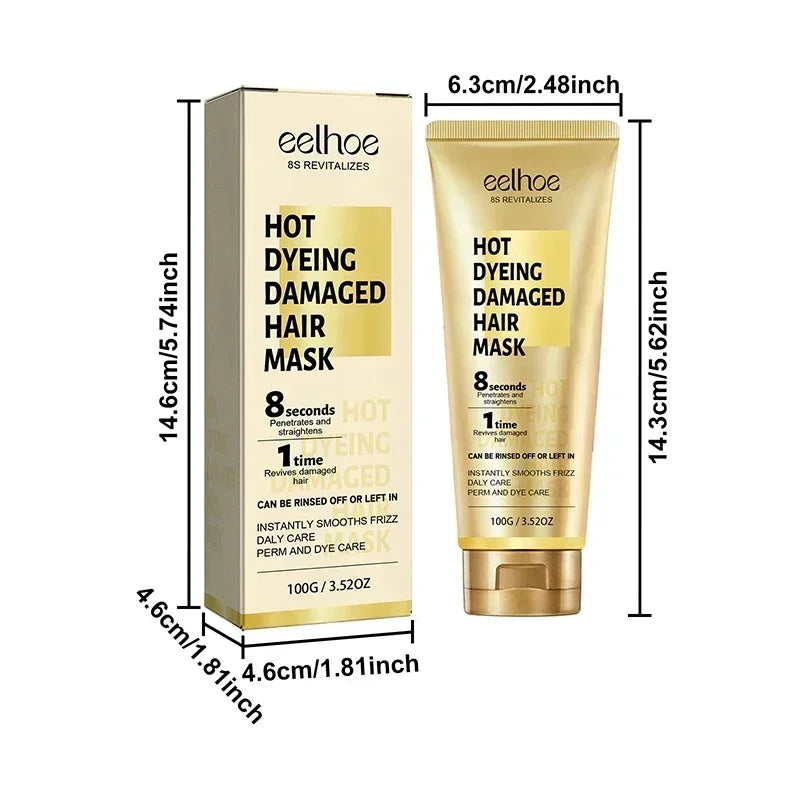Keratin Hair Mask Smoothing Repair Frizz Shine — Gold | KIMLUD