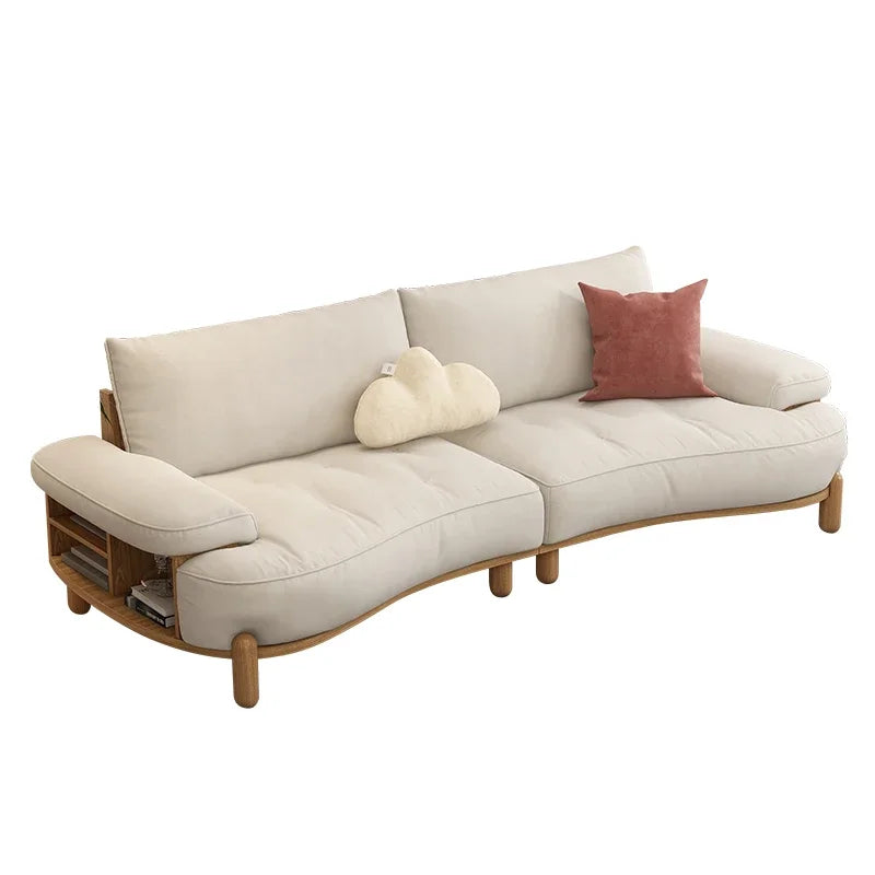 Foam Modern 3 Seater Sofa Soft Suede-Like Finish — White | KIMLUD