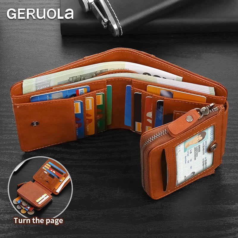 Men's Wallet – Compact RFID Protection – Genuine Leather Cowhide | KIMLUD