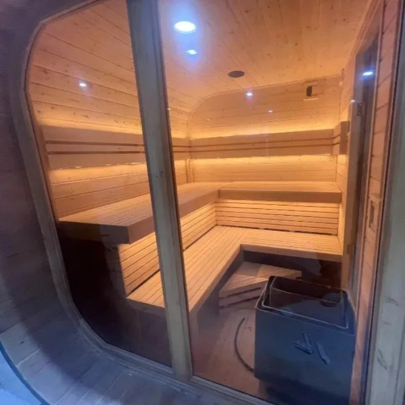 Canadian red cedar cube outdoor sauna for home traditional wooden sauna