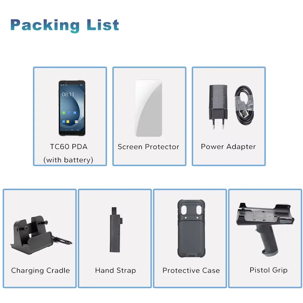 TC60 6.0-inch PDA Rugged Android Smart Terminal 2DBarcode Scanner with WIFI Bluetooth High Quality Mobile Industrial RFID