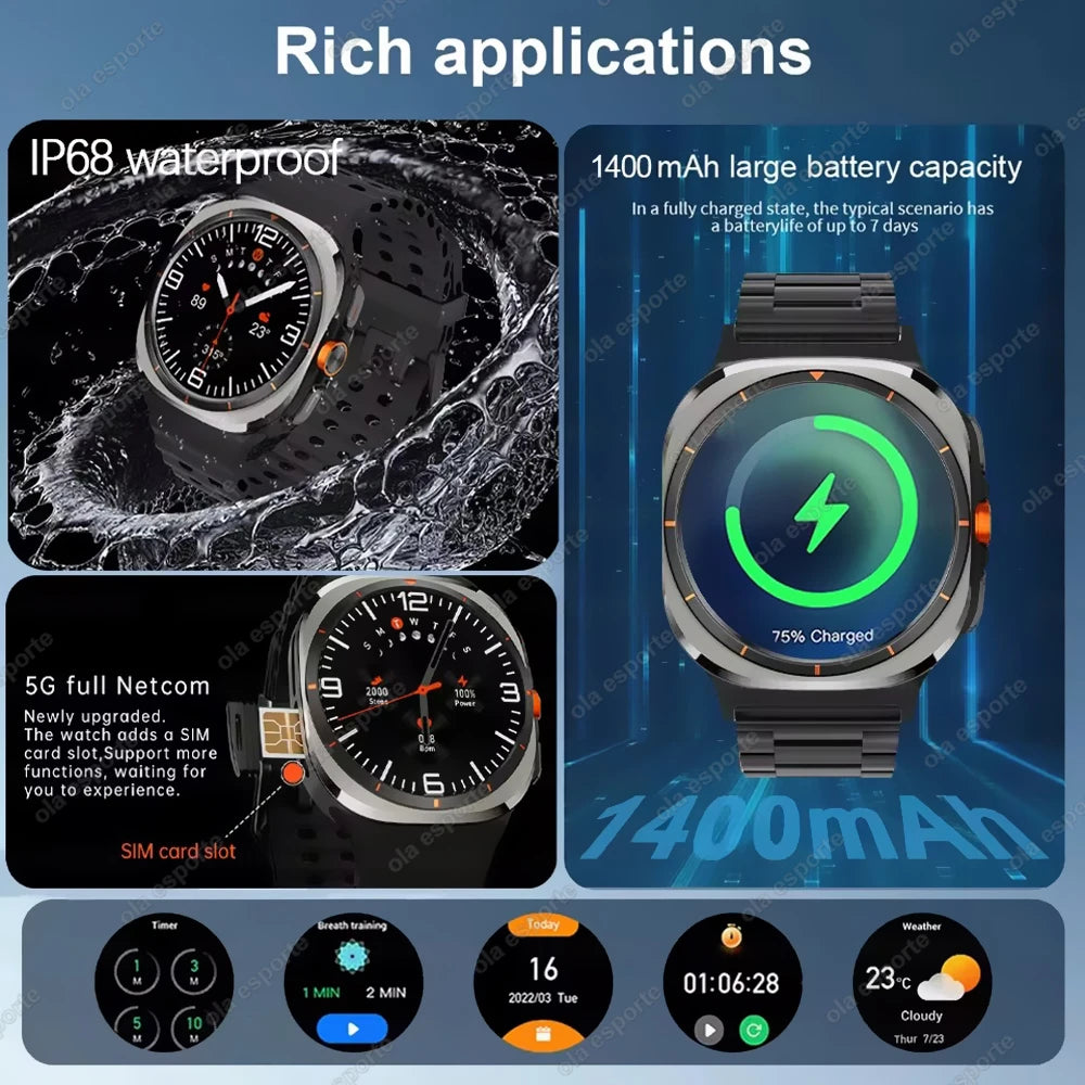 U8 Ultra IOS Android 9.0 Smart Watch Men 4G 5G SIM Card WiFi NFC GPS Compass 32GB Smartwatch Rotating Camera Sport Watch 7 Ultra