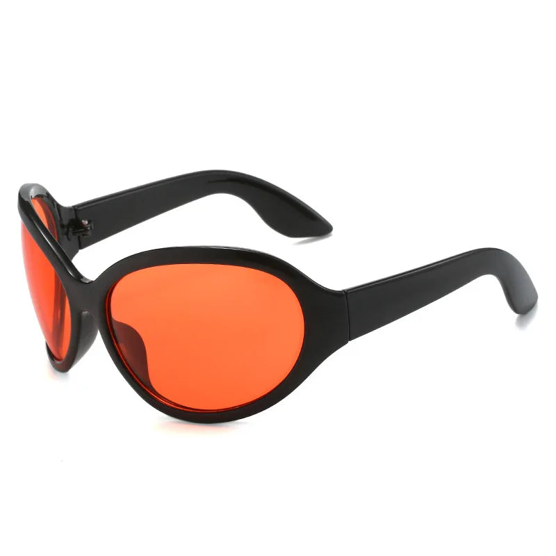 Oversized Punk Oval Sunglasses UV400 — Black | KIMLUD