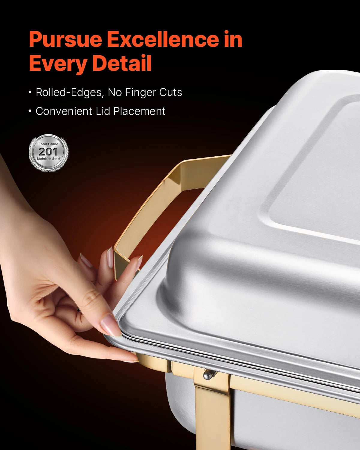 Stainless Steel Chafing Dish Buffet Set 8 Qt — Silver | KIMLUD