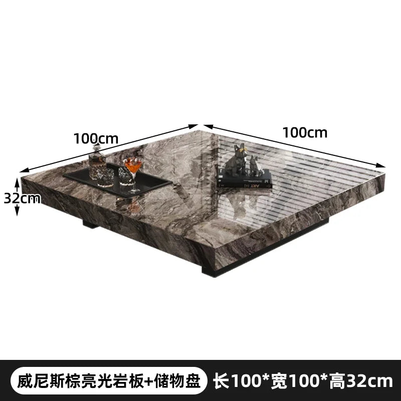 Rock Slab Coffee Table Rectangular Countertop — White | KIMLUD