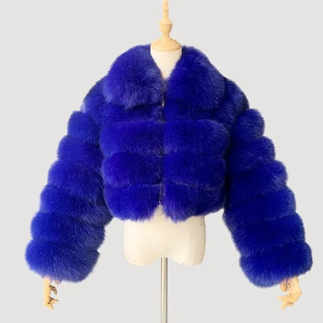 DEAT Fashion Women's Faux Fur Coat Lapel Zipper Long Sleeves Loose Thick Imitation  Fur Short Jacket Winter New 7AB6103