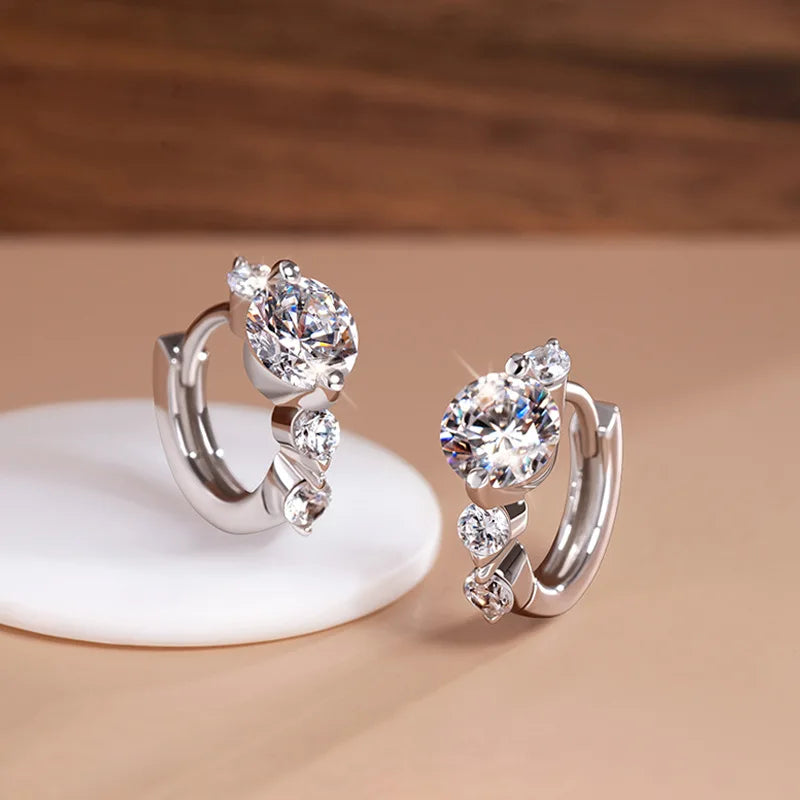 925 Sterling Silver Shiny Zircon Earrings Exquisite And Fashionable Temperament Earrings Wedding Luxury Jewelry Bridesmaid Gift