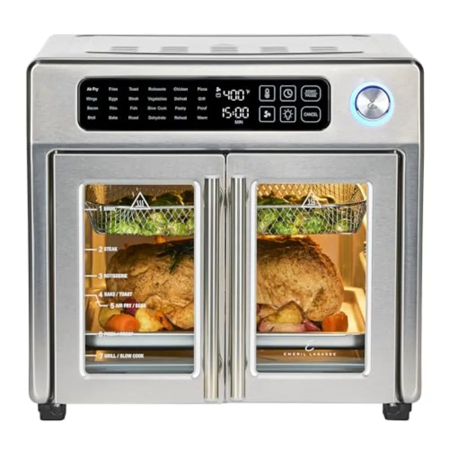 Extra Large French Door Air Fryer Toaster Oven Combo with 24 Cooking Functions and Digital Controls 7 Accessories Included Stai