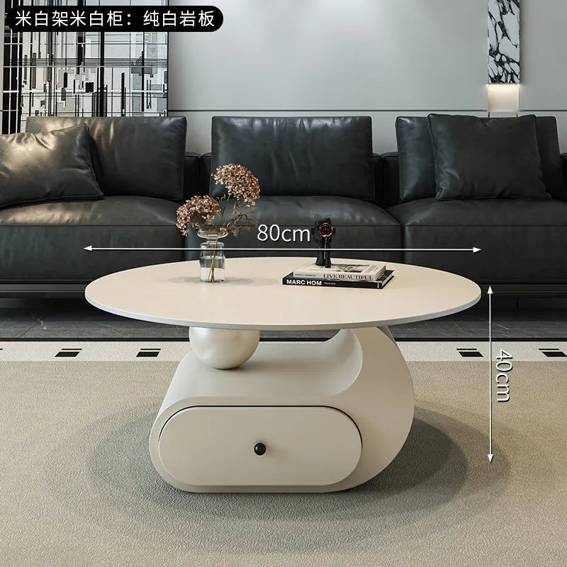 Italian Minimalist Coffee Table With Storage — Cream | KIMLUD