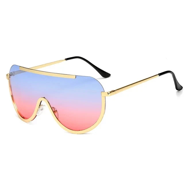 Oversized Punk Sunglasses Metal Frame — Black | KIMLUD
